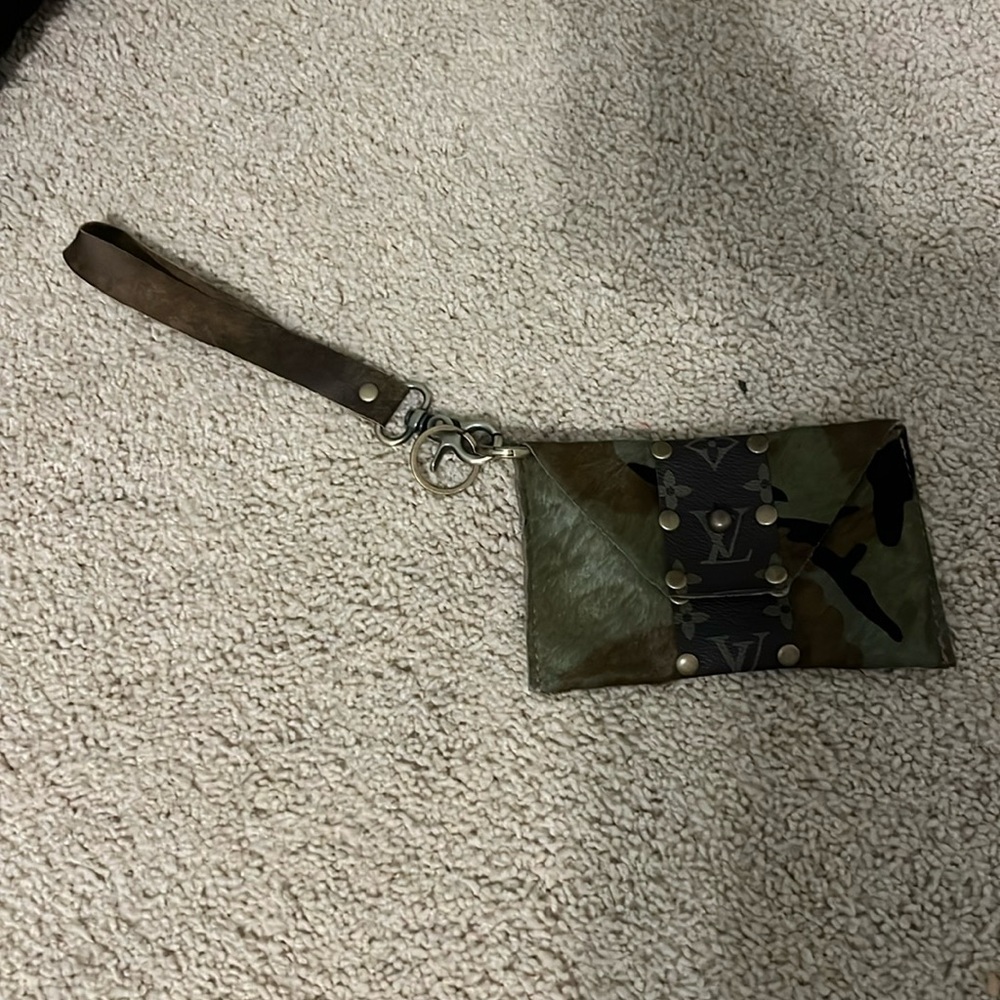 Repurposed Louis Vuitton Monogram Camo Wristlet